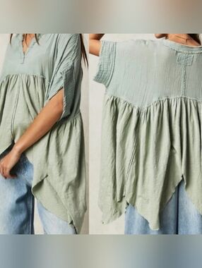 NEW We The Free Sugar Rush Baby Doll Oversized Top Lagenlook Style Boho Top NWOT